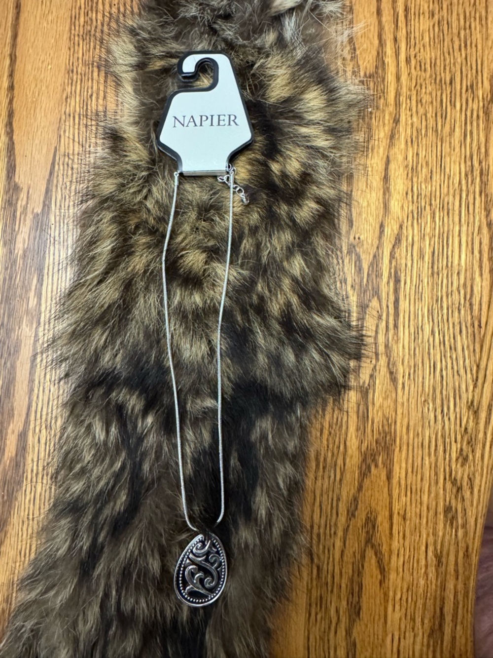 Napier Silver-Tone Teardrop Pendant Necklace